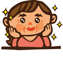 キラキラした女性のキャラクターイラスト