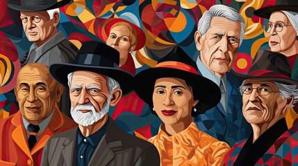 Obraz premium AI-generated illustration of the diversity of humans, as shown in senior citizens. MidJourney.