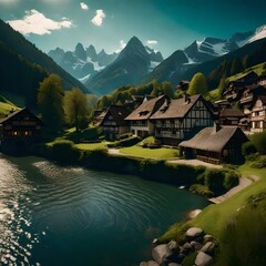 Obraz premium mountain village in the mountains