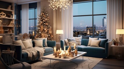 New Year's interior in a modern apartment