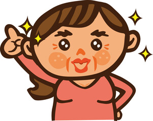 Obraz premium キラキラした女性のキャラクターイラスト