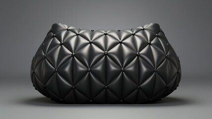 Obraz premium Black leather beanbag sofa UHD wallpaper Stock Photographic Image