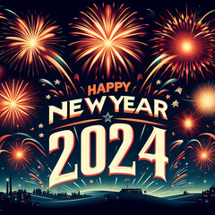 Happy New Year, New Year 2024,Fireworks,2024