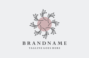 Obraz premium Vector logo on which an image of a blooming flower.