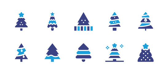 Fototapeta na wymiar Christmas tree icon set. Duotone color. Vector illustration. Containing christmas tree, pine tree.
