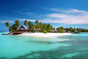 Scenic Maldives island. Generative AI
