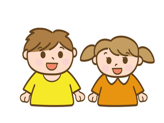 笑顔の男の子と女の子_小学生低学年_幼児