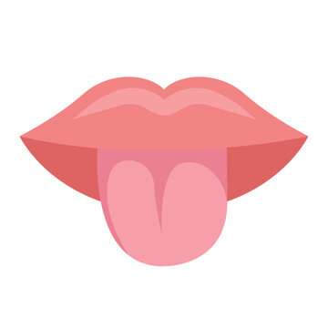 Human tongue vector image, sense of taste, five human senses, colored flat vector illustration