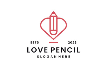 Love pencil logo vector icon illustration hipster vintage retro
