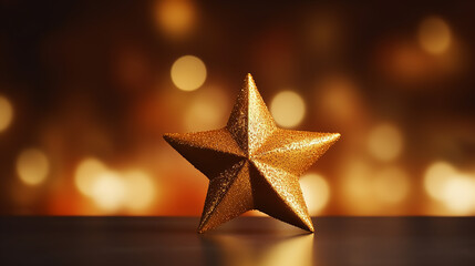 Fototapeta na wymiar Christmas background with golden star in shiny night