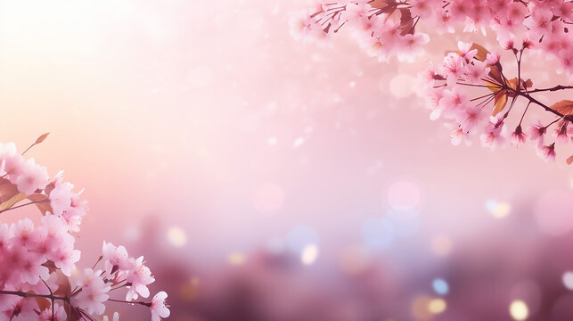 beautiful spring flowers background with pink blossom spring blurred background