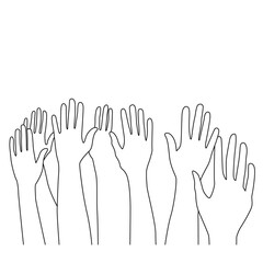 Hands up Line art vector.