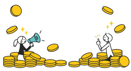 お得な情報を発信する男性と女性