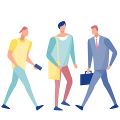 Fototapeta premium 街を歩く人々のイラストセット