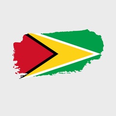 Guyana flag with grunge texture. Vector illustration of national flag painted with brush with grunge effect and watercolor stroke. Happy Independence Day.