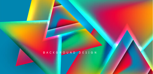 Futuristic triangle vector abstract background with colorful fluid gradients