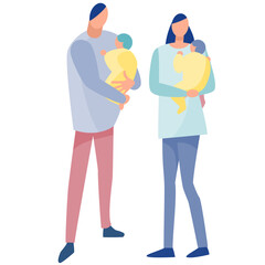 赤ちゃんを抱いている男性と女性