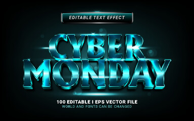 modern blue cyber monday sale text effect