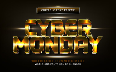 gold cyber monday 3d style text effect