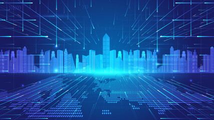 The longitudinal extension of rays and urban architecture connects the concept of the future city.