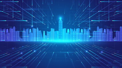 The longitudinal extension of rays and urban architecture connects the concept of the future city.