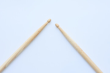 wooden drumstick isolated on white background, object for play drum