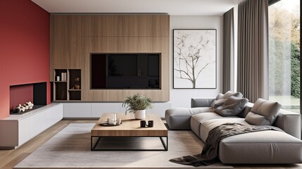 Fototapeta na wymiar Modern room interior with furniture UHD wallpaper Stock Photographic Image