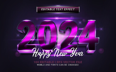 2024 happy new year 3d style text effect