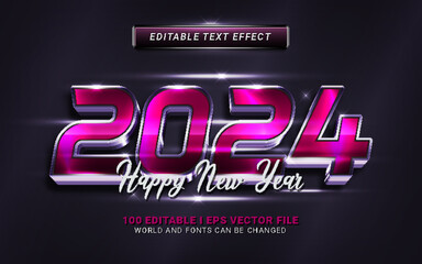 modern 2024 happy new year text effect graphic style