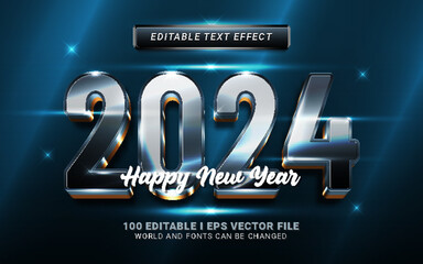 2024 happy new year 3d style text effect graphic style