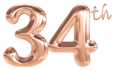 34 th anniversary - pink number anniversary