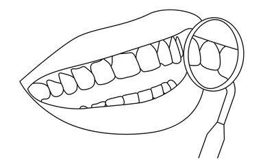  Teeth treatment Line art vector. Dental care .