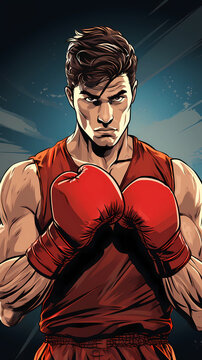 Hand drawn cartoon strong boxer illustration
