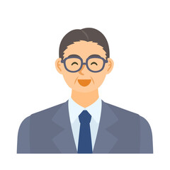 笑う男性会社員。フラットなベクターイラスト。 A laughing middle-aged male office worker. Flat designed vector illustration.