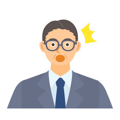 驚く中年男性会社員。フラットなベクターイラスト。A middle-aged male office worker in surprise. Flat designed vector illustration.	