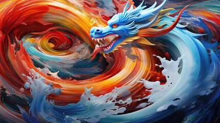 Abstract colorful image of Chinese dragon