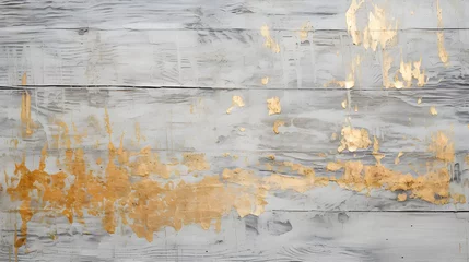 Foto op Canvas gray silver gold golden texture of flaking paint worn wood board old style vintage abstract. advertisement, banner, card. for template, presentation. copy text space. © CassiOpeiaZz