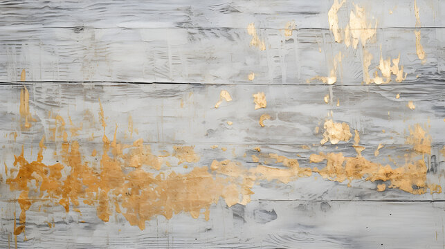 gray silver gold golden texture of flaking paint worn wood board old style vintage abstract. advertisement, banner, card. for template, presentation. copy text space.