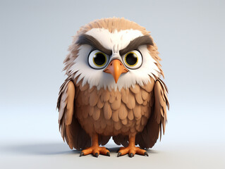 Fototapeta premium A 3D Cartoon Hawk Sad and Surprised on a Solid Background