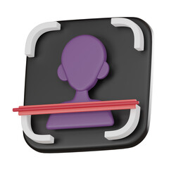 Cutting-Edge Cyber Security 3D Icon. Face Scan & Data Protection 3D render.