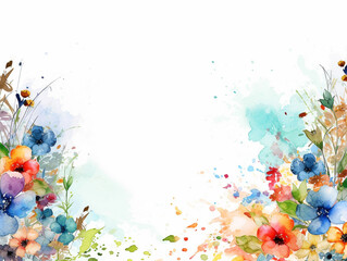 Water color flowers on white background