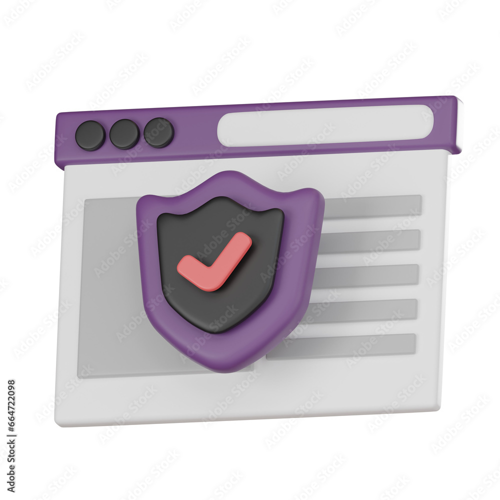 Poster secure browsing icon online privacy and data protection 3d render.