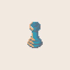 Chess figures pixel art 8 bit sprite.