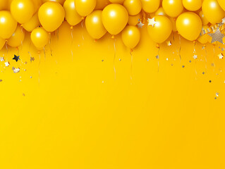 Birthday decoration with balloon on yellow background