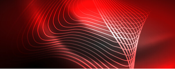 Techno neon wave lines, dynamic electric motion, speed concept. Templates for wallpaper, banner, background, landing page, wall art, invitation, prints