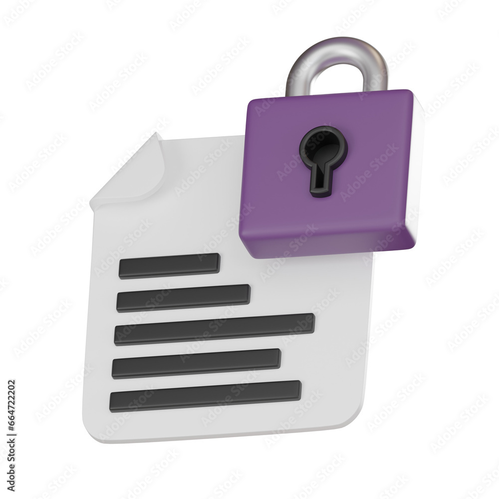 Poster data security with 3d padlock and shield, digital privacy 3d render.
