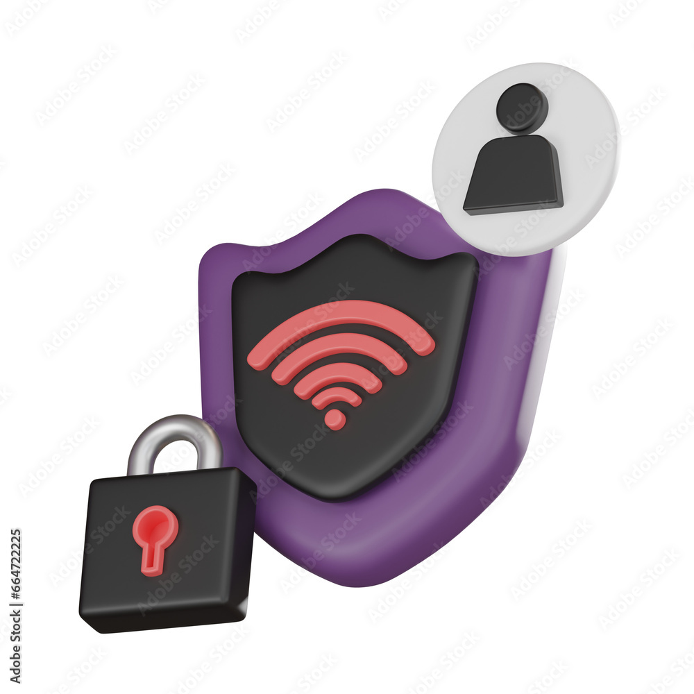 Poster vpn service 3dicon. secure network connection and privacy protection.3d render.