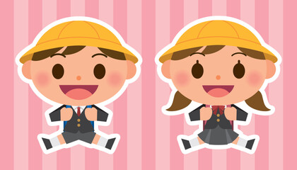 ジャンプする小学生 男子 女子