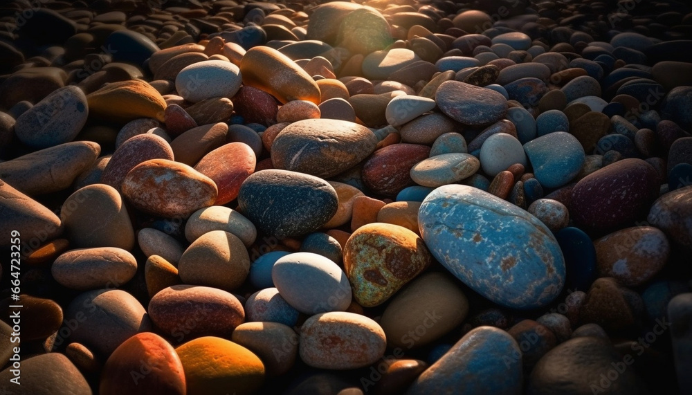 Poster smooth stones stack in a small heap, creating a tranquil scene generated by ai