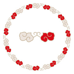 Luxury festive Chinese oriental traditional culture premium classical decoration red gold line art design vector illustration. Covers, greeting cards, logos, packaging, posters, backgrounds -Greeting 